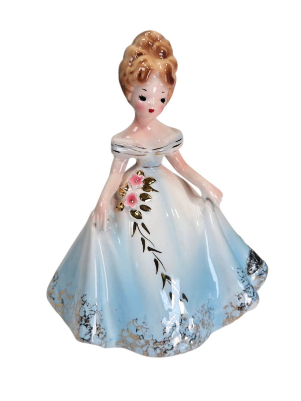 Josef Originals Porcelain Debutante Lady Figurine Blue Gown Japan 1950s